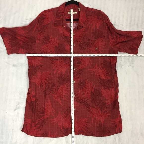 Batik Bay XLT Hawaiian Shirt Red Palm Leaves 100% Rayon - Picture 6 of 8